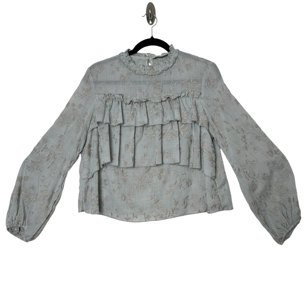 Romantic Feminine Embroidered Tiered Blouse Castlecore Fairycore Boho Prairie